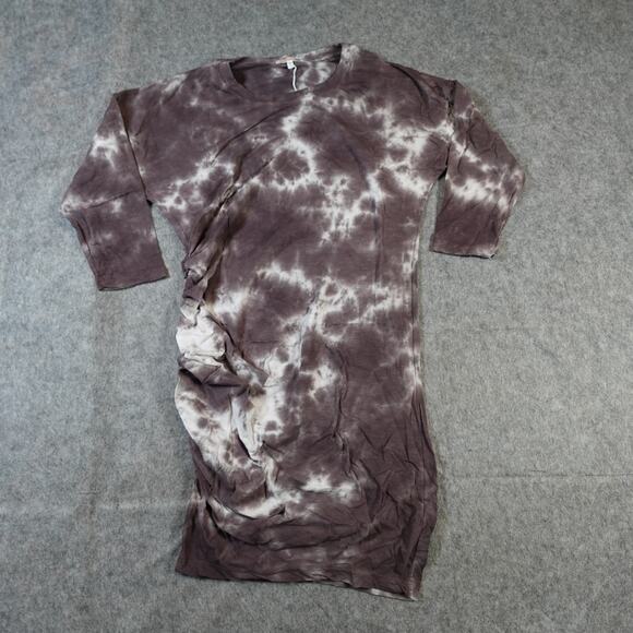 Sundry Dress Womens Medium 2 NWT 3/4 Sleeve Side Shirred Charcoal Tie Dye Mini - Picture 2 of 10